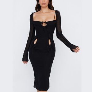 (FLAW) House of CB Ophelia Black Cutout Midi Dress - See Description